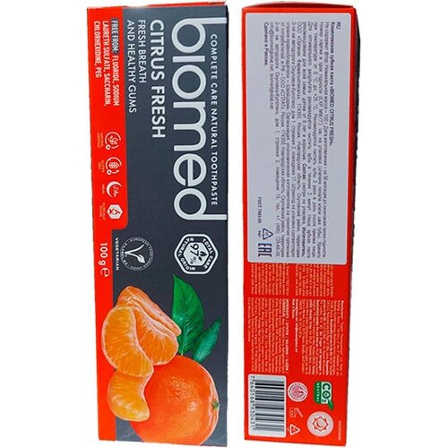 Зубная паста BIOMED 100г Citrus Fresh 24 Экспорт biomed зубная паста укрепляющая кальцимакс 100г 2 штуки