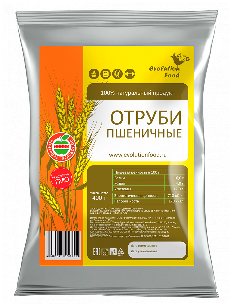 Отруби пшеничные Evolution Food 400 г