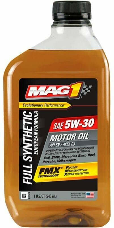 Синтетическое моторное масло MAG1 Full Synthetic FMX 5W-30 EURO Gas & Diesel Oil ACEA C-3, 946 мл MAG63278