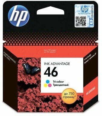 Картридж струйный HP 46 CZ638AE цв. для DJ 2520hc, 390775