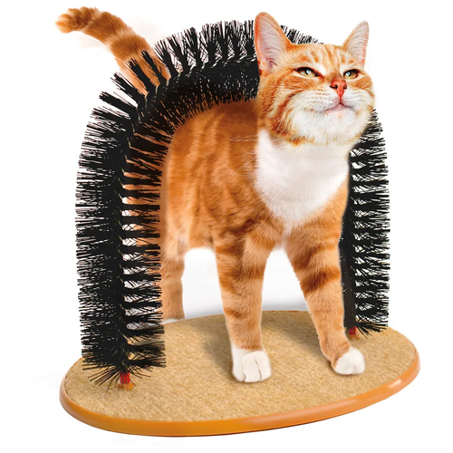 Игрушка чесалка когтеточка для кошек и домашних животных с щеткой, 35х35 см.