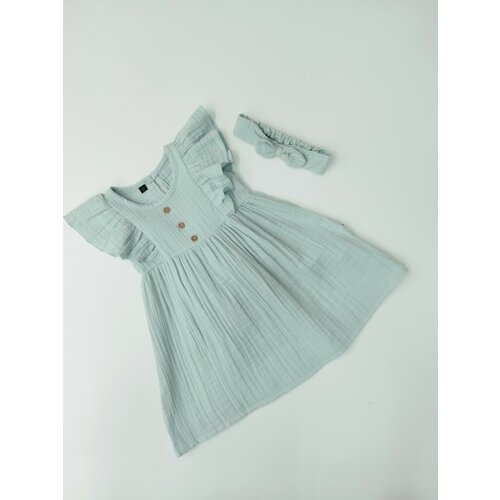 Платье на девочку муслин мята повязка (104)