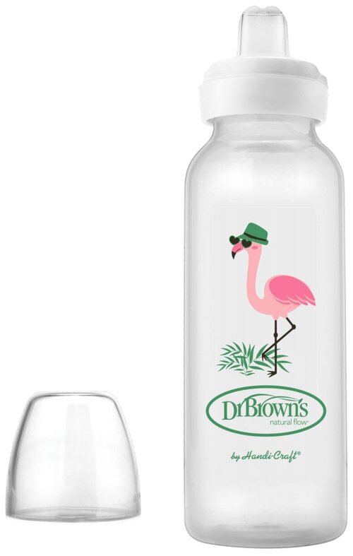 Dr. Browns Бутылочка-поильник с узким горлом Sippy bottle 250 мл, с 6 месяцев, фламинго