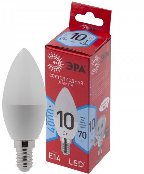 ЭРА LED B35-10W-840-E14 R (диод, свеча, 10Вт, нейтр, E14) (10/100/3500)