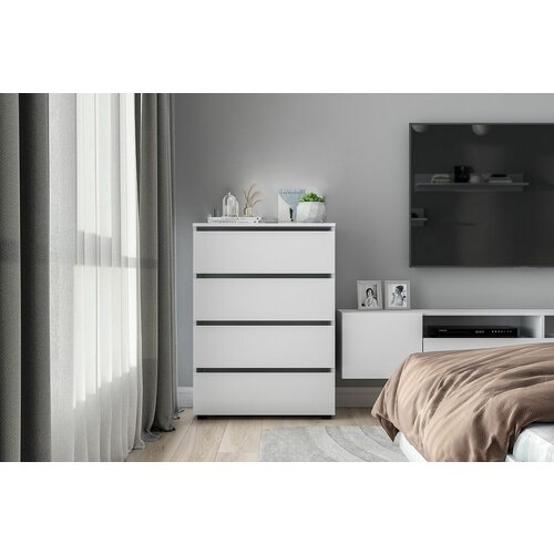 Комод 4 ящиков Белый текстурный / Белый текстурный ТК