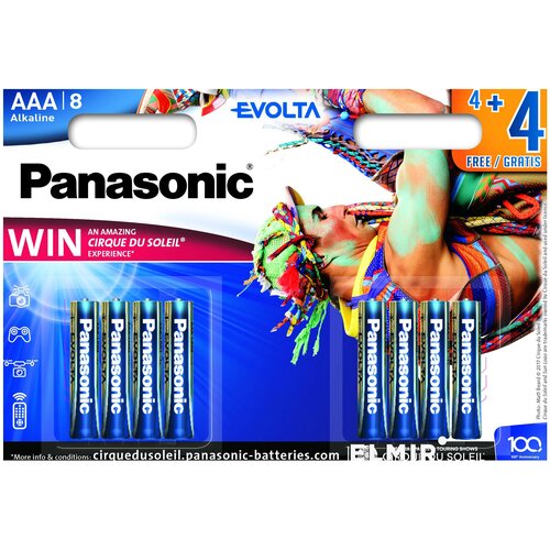 Батарейка Panasonic Evolta Alkaline, 1.5 В, LR03 BL4
