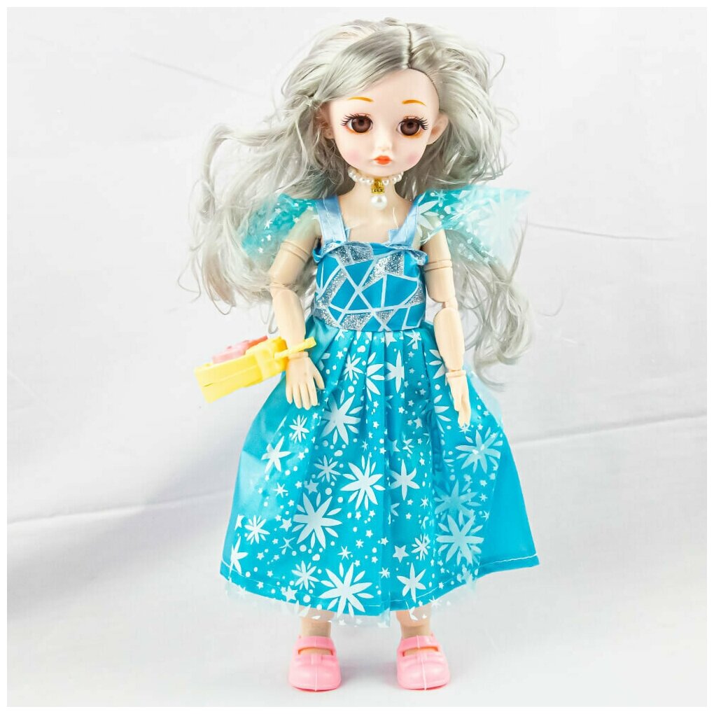 Шарнирная кукла Fashion Doll в голубом платье 29 см.