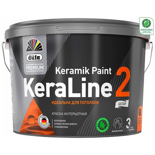 Краска акриловая Dufa Premium KeraLine 2 глубокоматовая белый 0.9 л