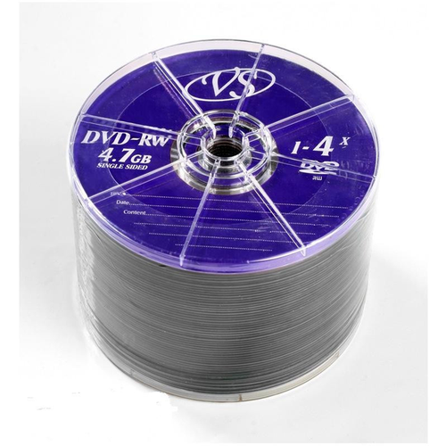 комплект 4 упаковок носители информации cd rw 4x 12x vs slim 5 vscdrwsl501 DVD-RW VS Носители информации DVD-RW, 4x, VS, Bulk/50, VSDVDRWB5001