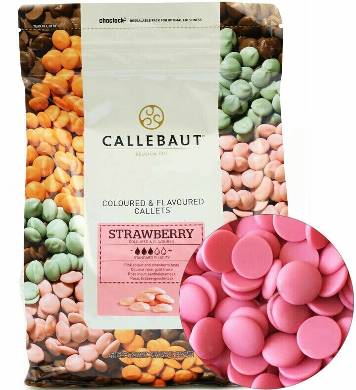 Шоколад Callebaut Strawberry белый, каллеты, 2500 г