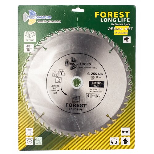 Диск пильный по дереву TRIO-DIAMOND FLL832 (255х30мм*48Т) пильный диск trio diamond forest long life fll811 190х30 мм