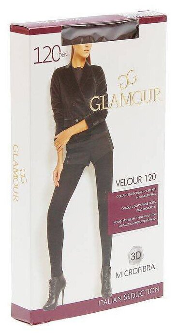 Колготки  Glamour Velour, 120 den, с ластовицей, матовые, размер 3, коричневый