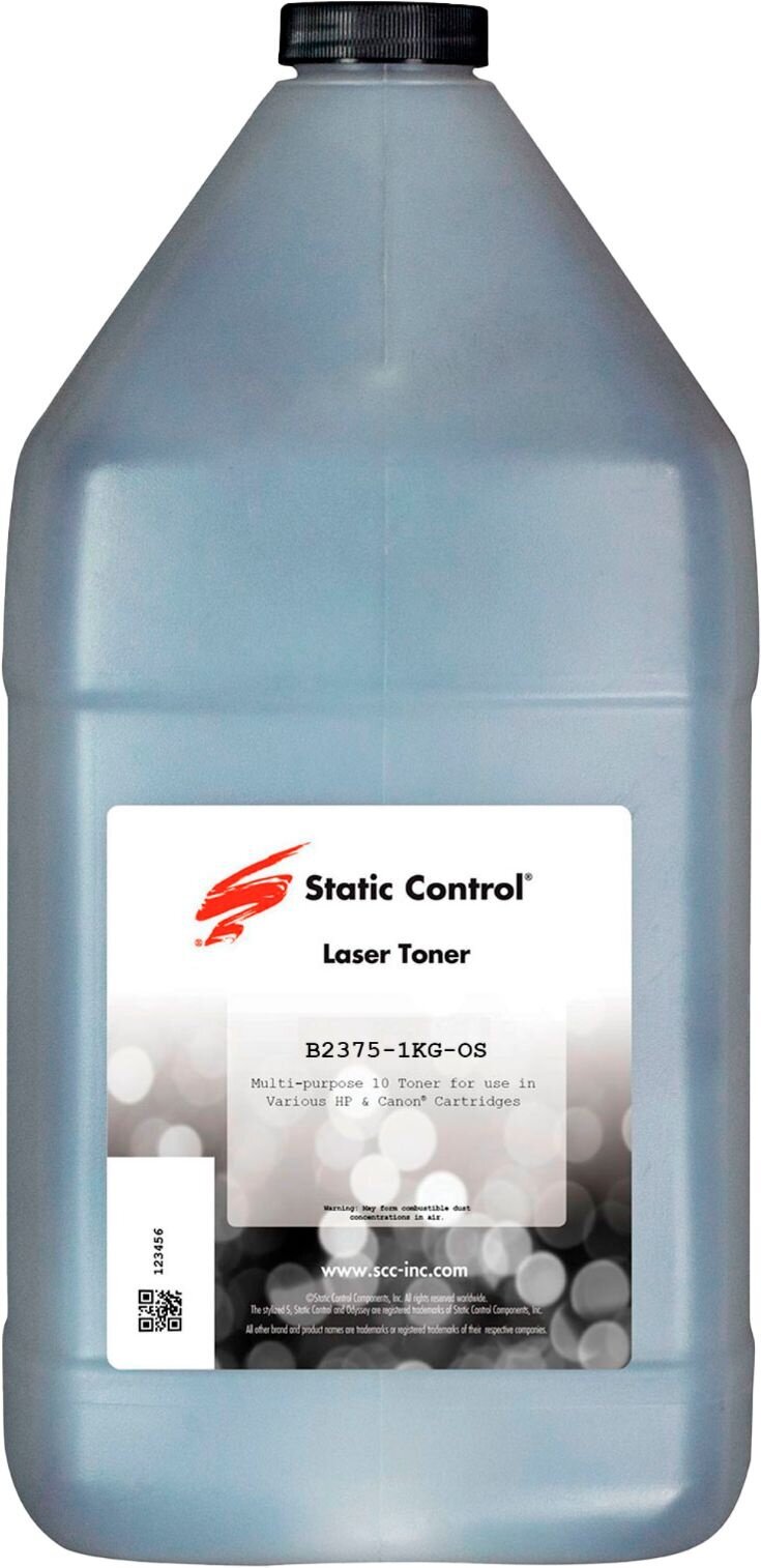 Тонер Static Control B2375-1KG-OS черный, флакон, в упаковке 1 x 1000грамм, для принтера Brother HL-2375