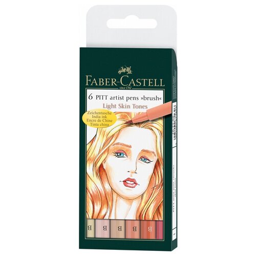 Faber-Castell набор капиллярных ручек Pitt Artist Pen Brush Light Skin, 6 цветов, 6 шт.