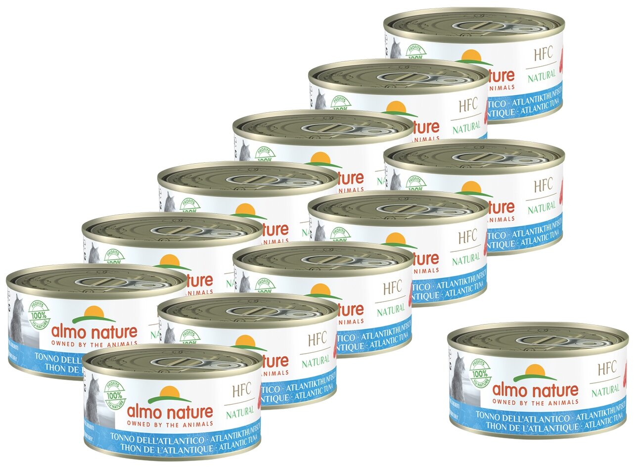 Almo Nature Консервы для кошек с Атлантическим Тунцом (Natural - Atlantic Tuna) 0,15 кг х 12 шт.