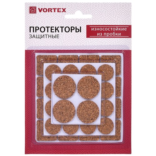 Протекторы износостойкие из пробки ? 20mm, ? 28mm 25x25mm VORTEX /30 (26006)