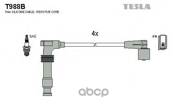 T988b-Tsl_к-Кт Проводов! Opel Frontera 2.2I 95-98 TESLA арт. T988B