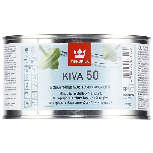Лак акрилатный для мебели полуглянцевый Kiva-50 / Кива-50 2.7л., Тиккурила