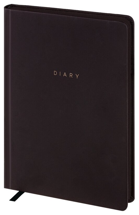 Ежедневник недатир. A5, 136л., кожзам, OfficeSpace "Grace", черный, цветной срез