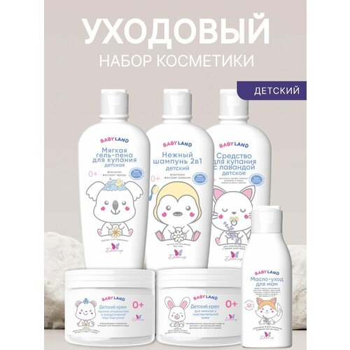 Набор детской косметики для новорожденных младенцев и мам 0+ BABYLAND 6 предметов