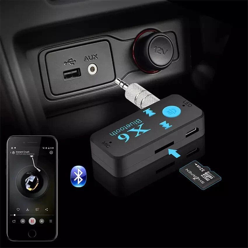 Блютуз ресивер JBH X6/ Bluetooth адаптер для авто