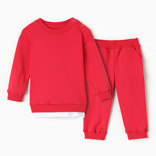 комплект детский цвет серый рост 74 см Комплект одежды Minaku, размер 74/80, розовый