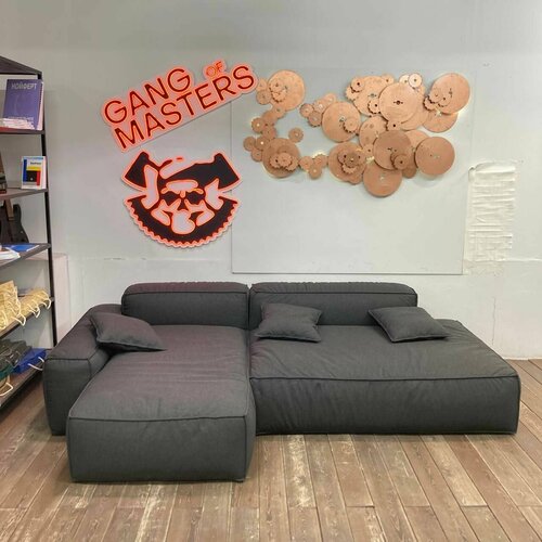 Диван модульный Онда для дома, для гостиной, графитовая рогожка, Банда Мастеров, Россия, глубина оттоманки 170см