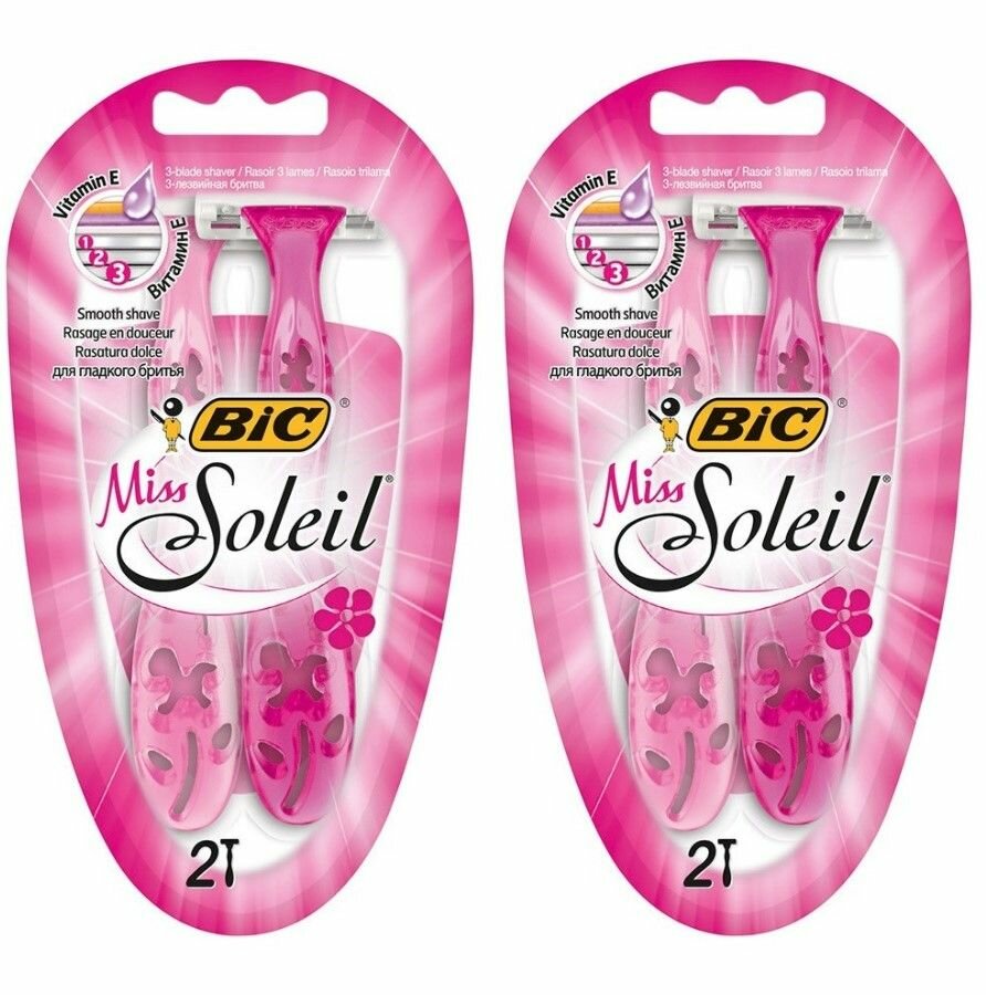 Bic Женская бритва одноразовая Miss Soleil, 2 шт в уп, 2 уп