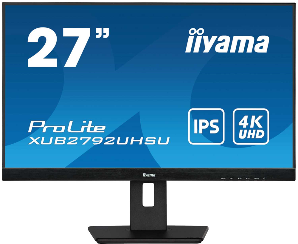 IIYAMA Монитор LCD 27' 16:9 3840x2160(UHD 4K) IPS, nonGLARE, 60 Гц, 300cd/m2, H178°/V178°, 1000:1, 80M:1, 1.07B, 4ms, DVI, HDMI, DP, USB-Hub, Height adj, Pivot, Tilt, Swivel, Speakers, 3Y, Black