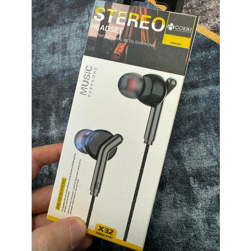 Проводные наушники капельки с микрофоном Cokike X32 95 Дцб 130см 16 Ом разъем 35мм для старых телефонов магнитолы радио MP3-плеера VR-оч 588₽