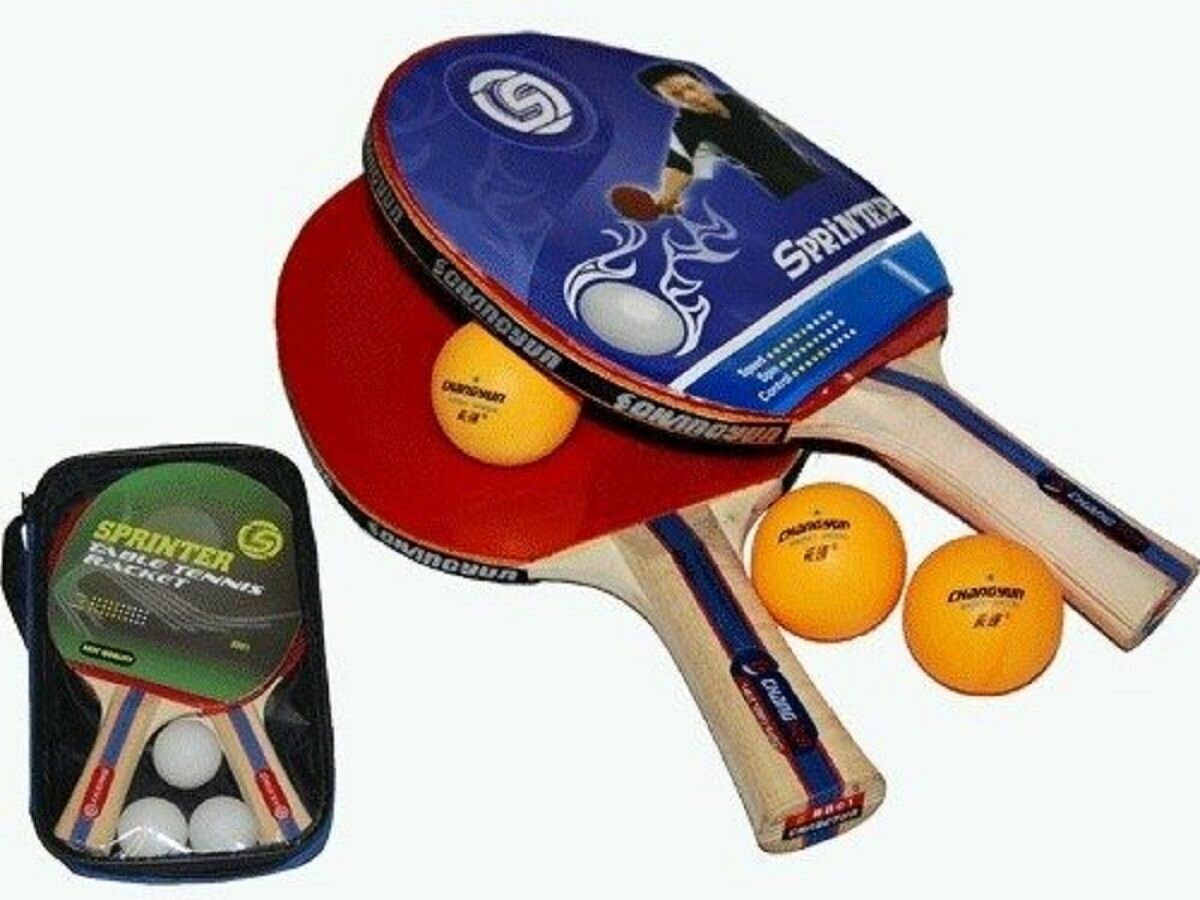 Набор для настольного тенниса Sprinter 2* (2 ракетки, 3 мяча, чехол для переноски)