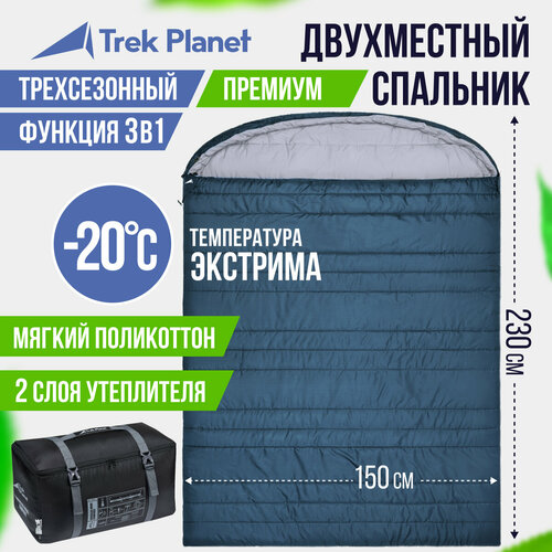 Спальный мешок TREK PLANET Aosta Double, синий, молния с двух сторон