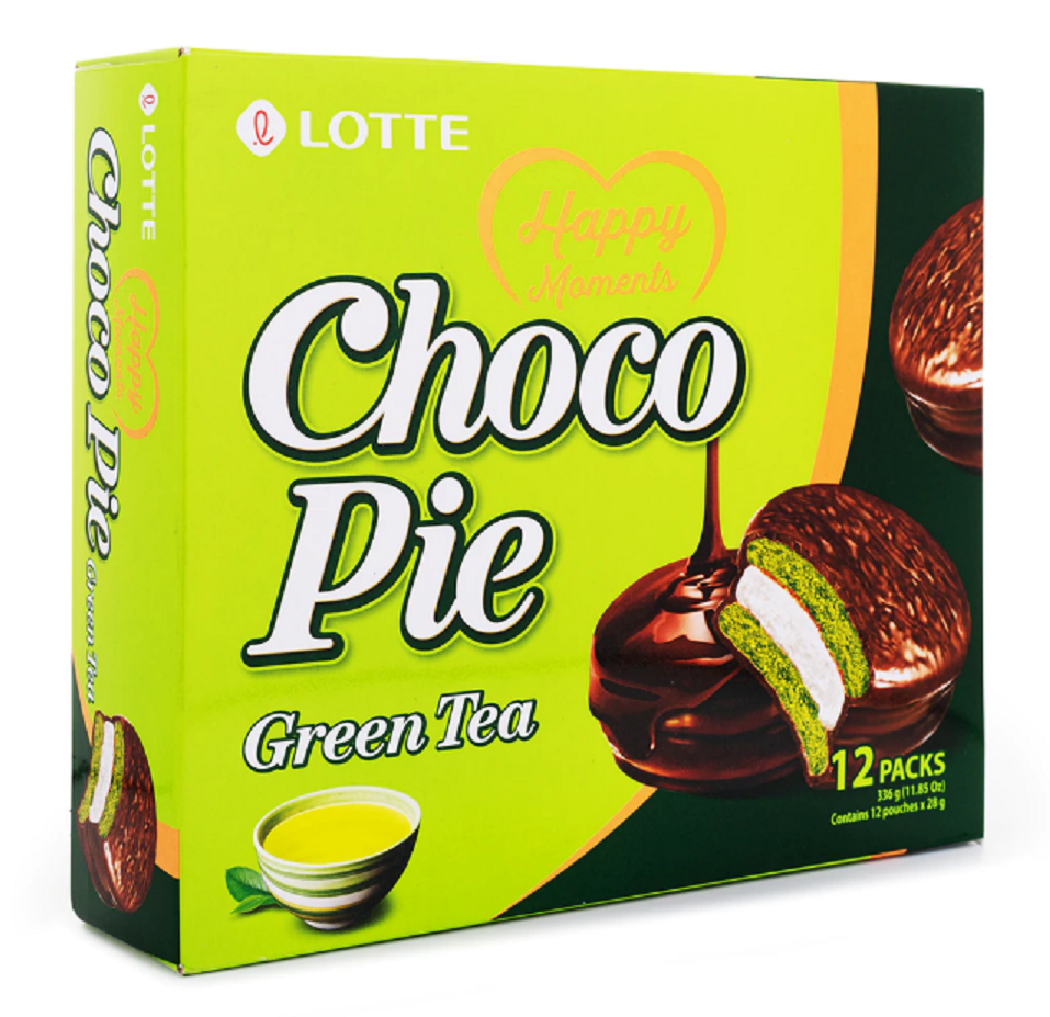 Лотте Чоко Пай, Зеленый Чай/Lotte Choco Pie GreenTea, 336гр (Вьетнам)