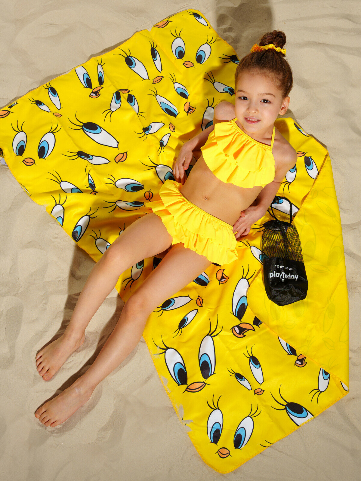Полотенце для девочки PlayToday, размер 130*80 см, желтый