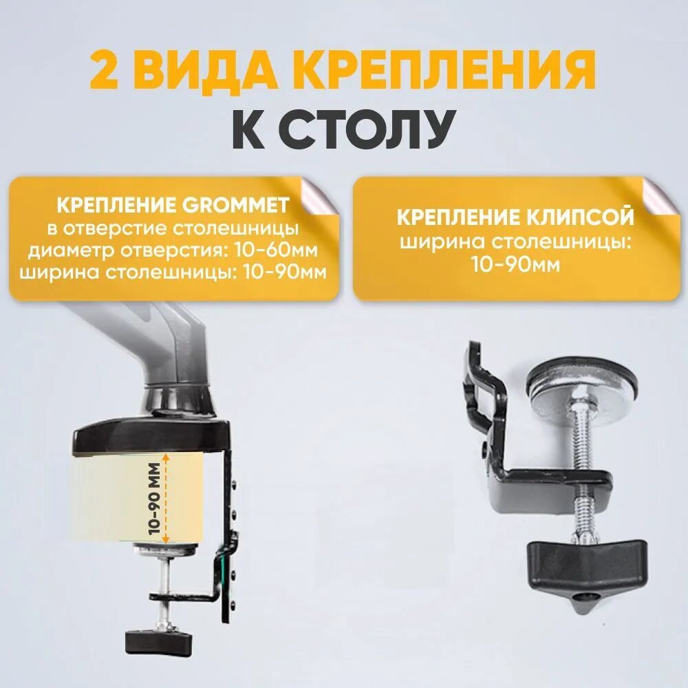 Настольный кронштейн для монитора, компьютера с полным приводом 17"-30"/ NB North Bayou F80 выдвижной держатель до 9кг — фото 1