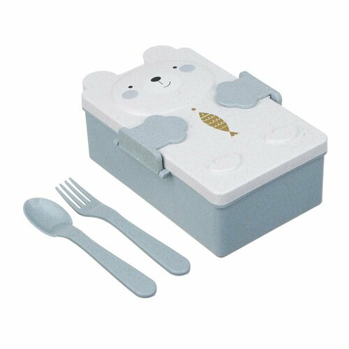 Ланчбокс с ложкой и вилкой Мишка 17х12х6 см полипропилен 385₽