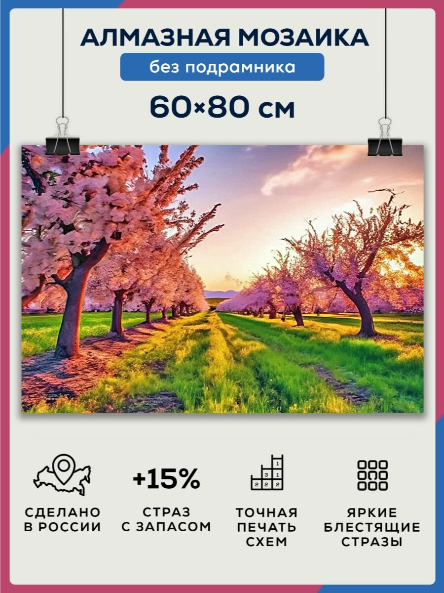 Алмазная мозаика 60x80 Сакура без подрамника
