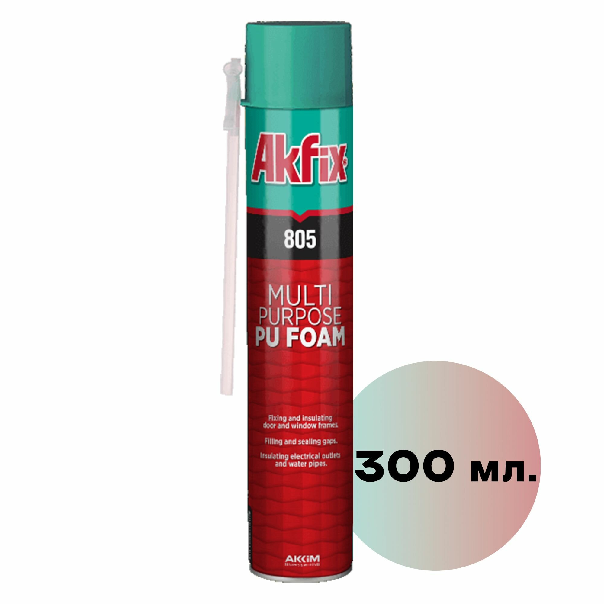 Akfix 805 Многоцелевая бытовая полиуретановая пена 350 гр   300 мл   арт  FA013