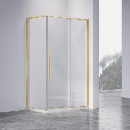 Изображение товара Душевой уголок Vincea Слим-Н (Slim-N) VSR-4SN9013CLG, 1300*900, брашированное золото, стекло прозрачное