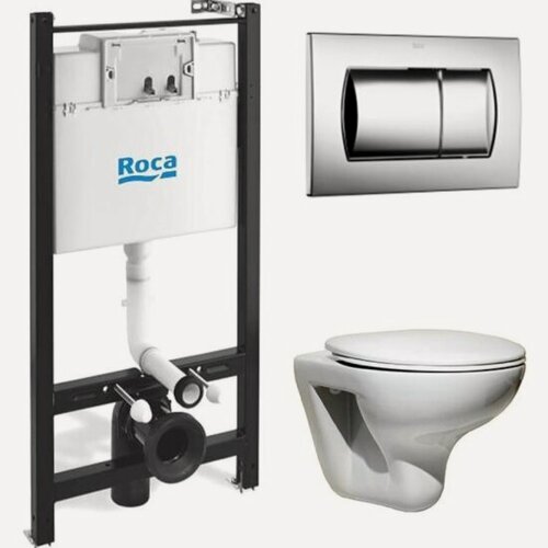 Изображение товара Унитаз с и инсталляцией Roca Mateo, клавиша смыва хром