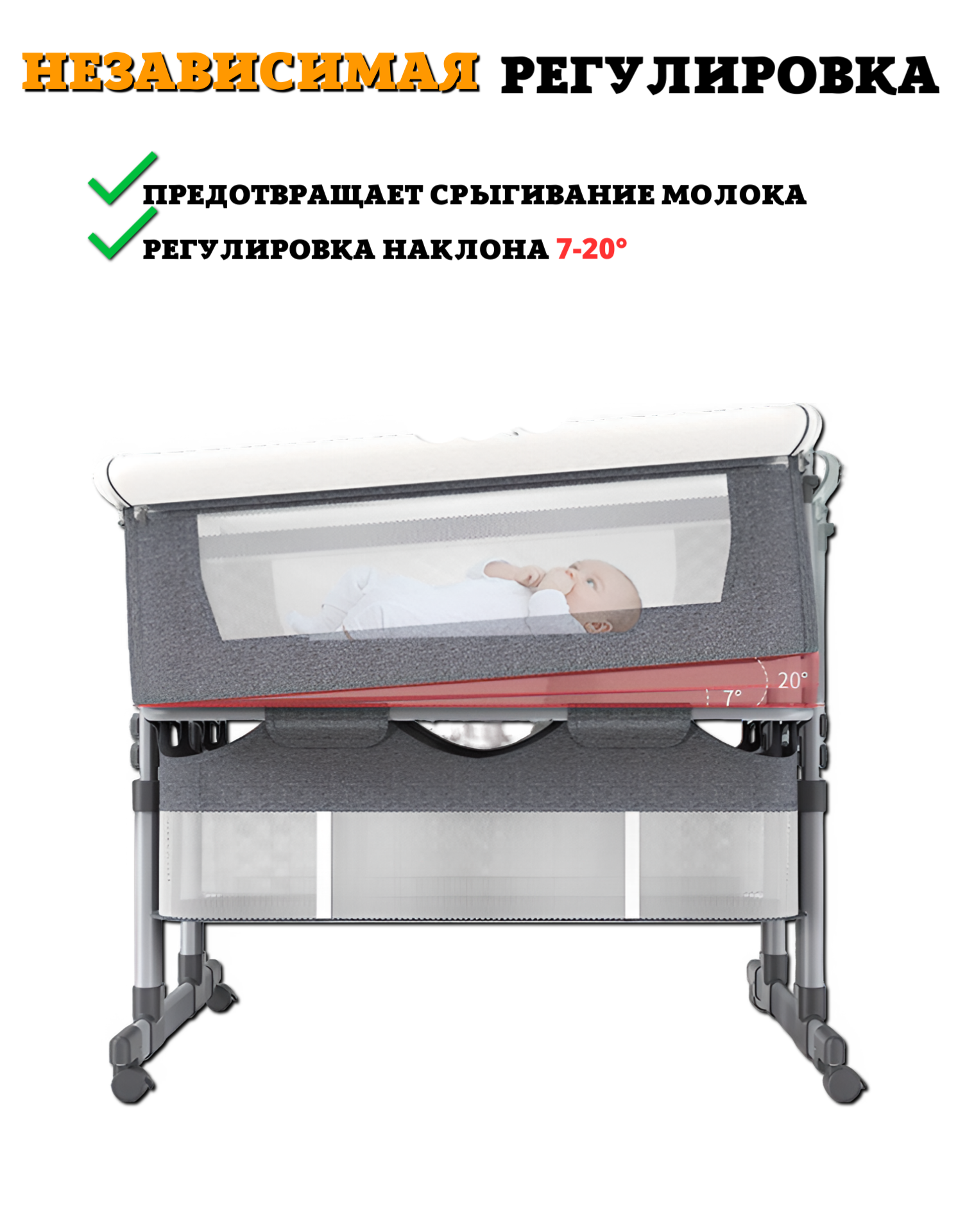 Изображение Детская колыбель для новорожденных Floopsi. Колыбель-кроватка для двойни. Детская приставная кроватка для двойни.