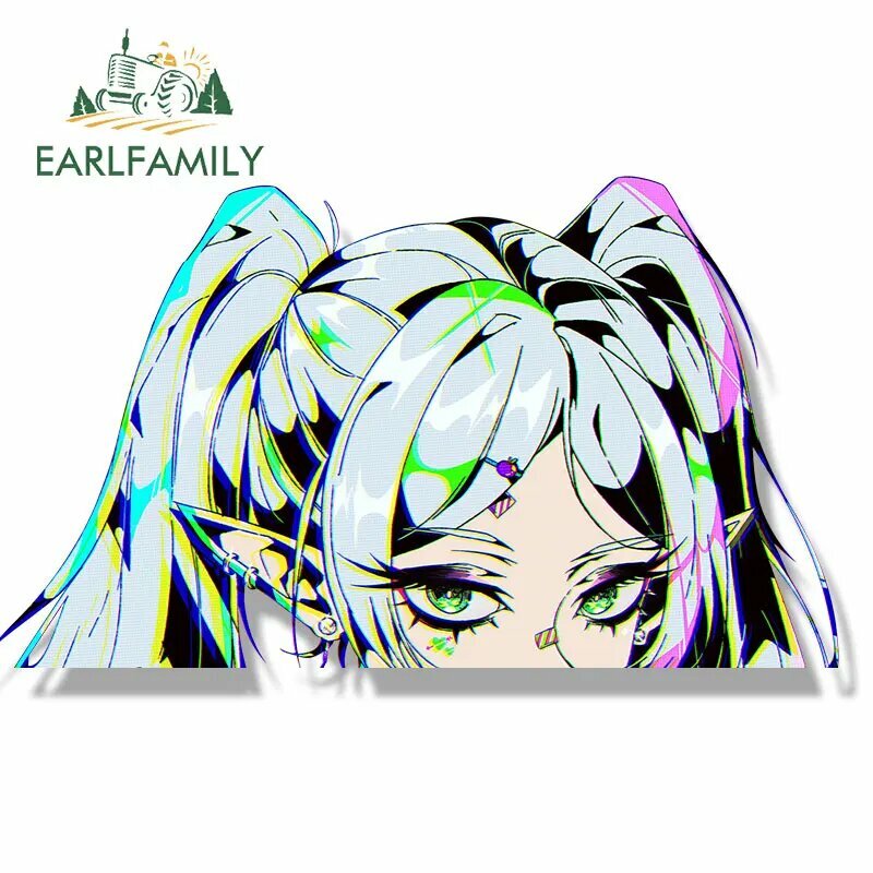 EARLFAMILY готический панк Frieren Fanart автомобильная наклейка аниме эскиз Waifu большая голова наклейка JDM мультфильм Peek Girl All Out Attack наклейка, 13cm, Peek