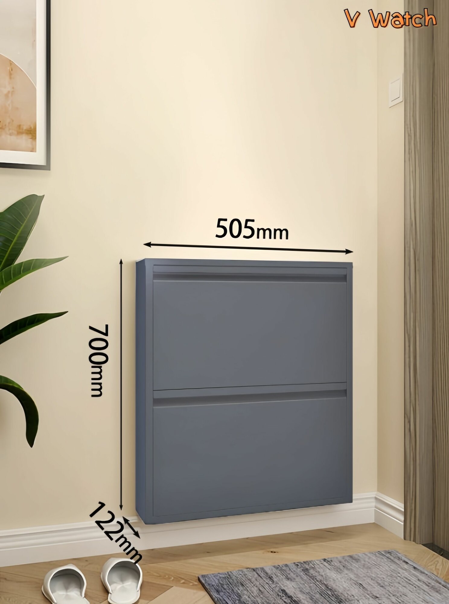 Роскошная настенная полка для обуви, магнитная дверца шкафа, утолщенная стальная пластина, два слоя, 51*13*71 см, серая