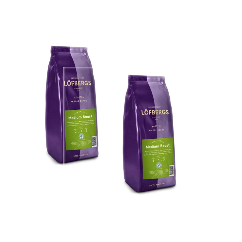 Кофе в зернах Lofbergs "Medium Roast", арабика, 1000г, вакуумная упаковка, 2 шт