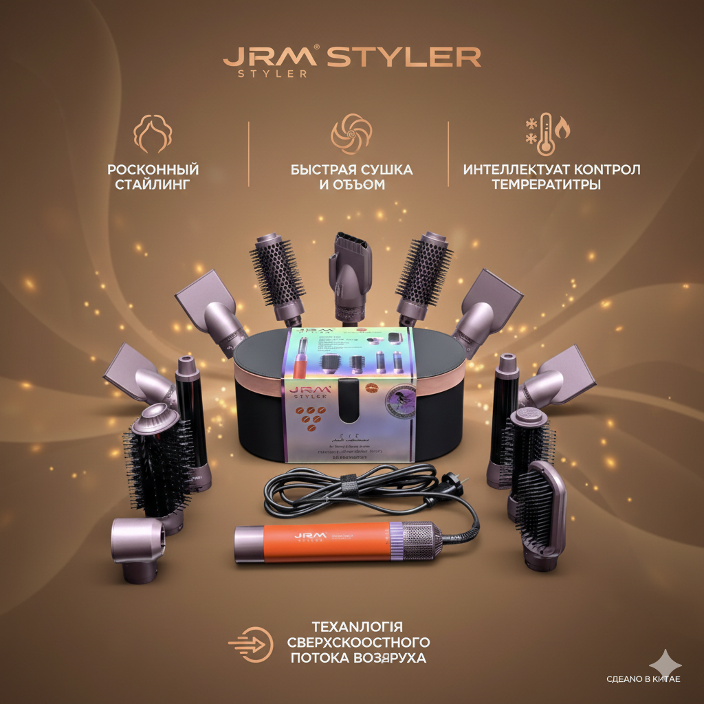 Фен для сушки и для укладки волос + сумка в подарок, 5 в 1,