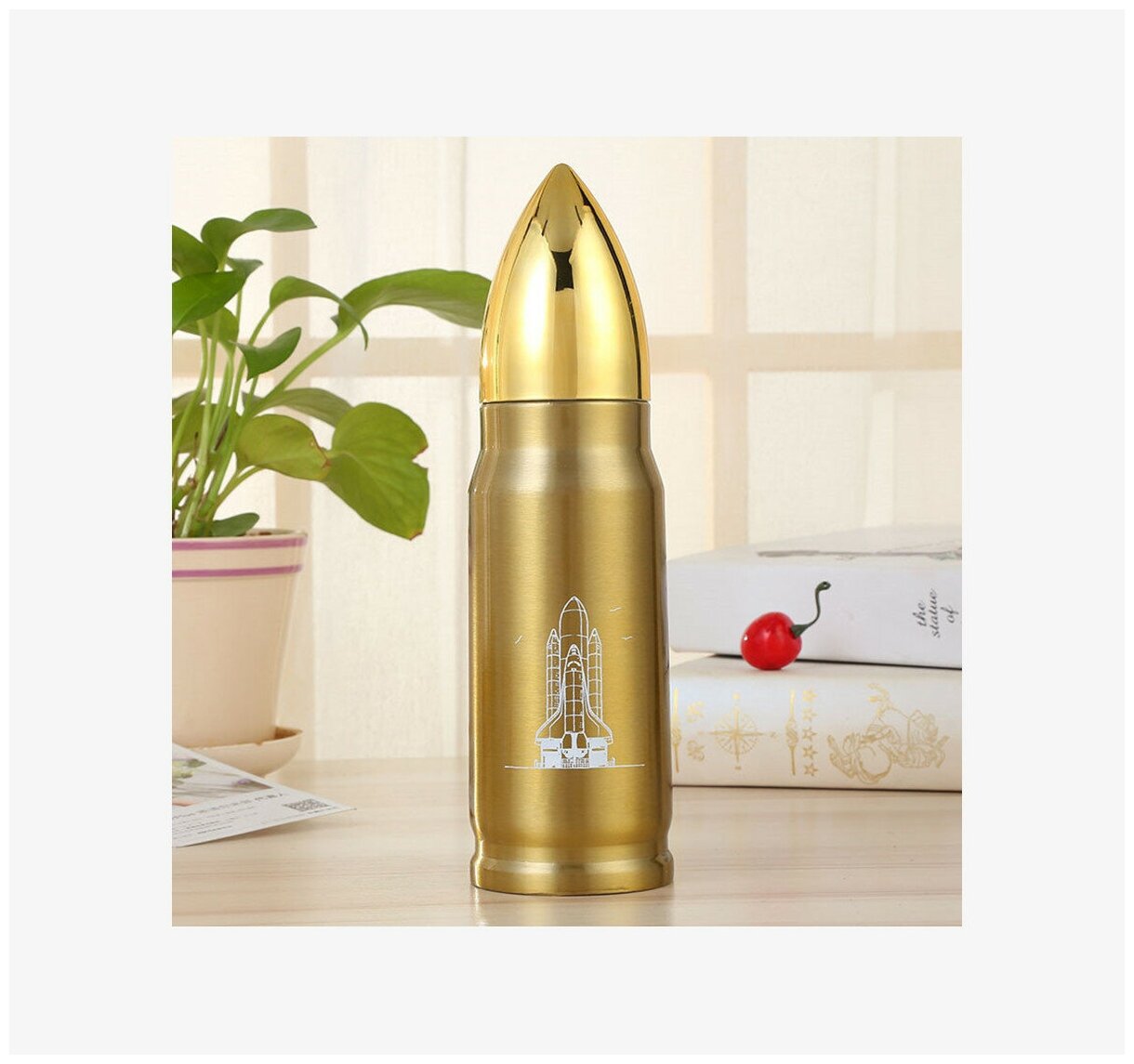 Термос Пуля из нержавеющей стали/ термобутылка в виде пули/ 500 мл TATImarket цвет золотой - фотография № 1