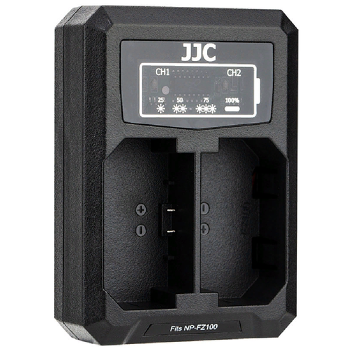 фото Двойное зарядное устройство jjc dch-npfz100 с инфо индикатором с поддержкой скоростной зарядки qc 3.0 через usb type-c кабель для аккумуляторов sony np-fz100