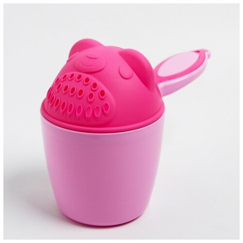 Ковшик для купания ребенка Мишка, ковш игрушка, ковш для купания детский, детский ковшик, цвет розовый