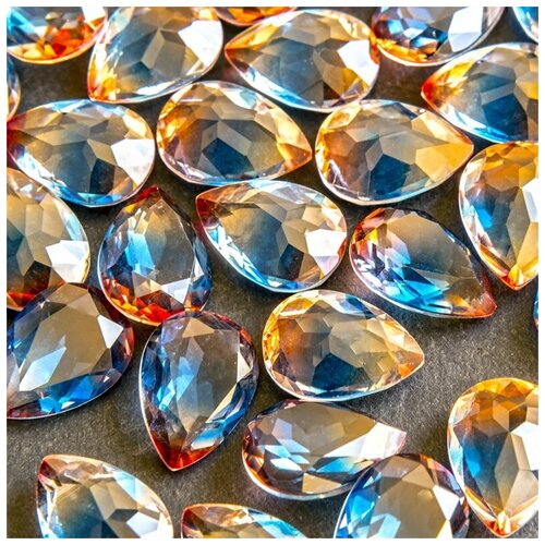 Декоративные кристаллы для рукоделия стеклянные капля 5 шт размер 18х13 мм, цвет Turmaline #11 - оранжевый/синий декоративные кристаллы для рукоделия стеклянные овал 5 шт размер 18х13 мм цвет turmaline 9 желтый фуксия