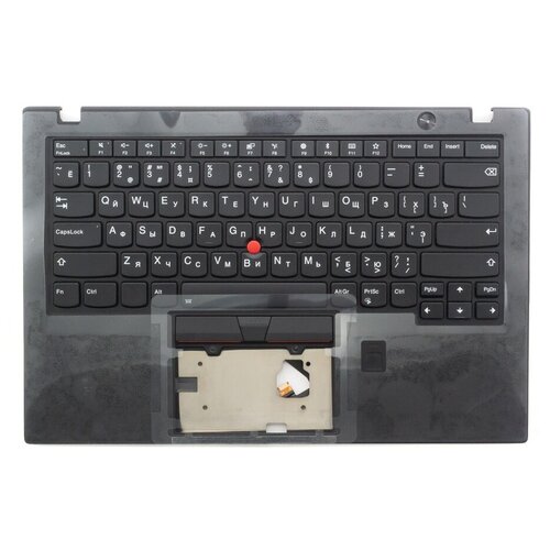 Клавиатура (топ-панель) для ноутбука Lenovo ThinkPad X1 Carbon 6th Gen черная с черным топкейсом клавиатура топ панель для ноутбука lenovo thinkpad x1 carbon gen 2 2014 черная с черным топкейсом и подсветкой